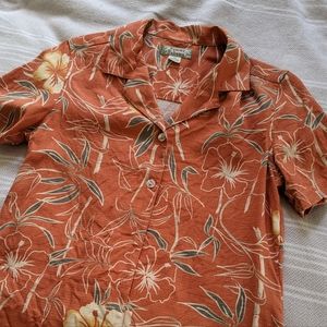 Vintage Orange Silk Tommy Bahama Aloha Shirt